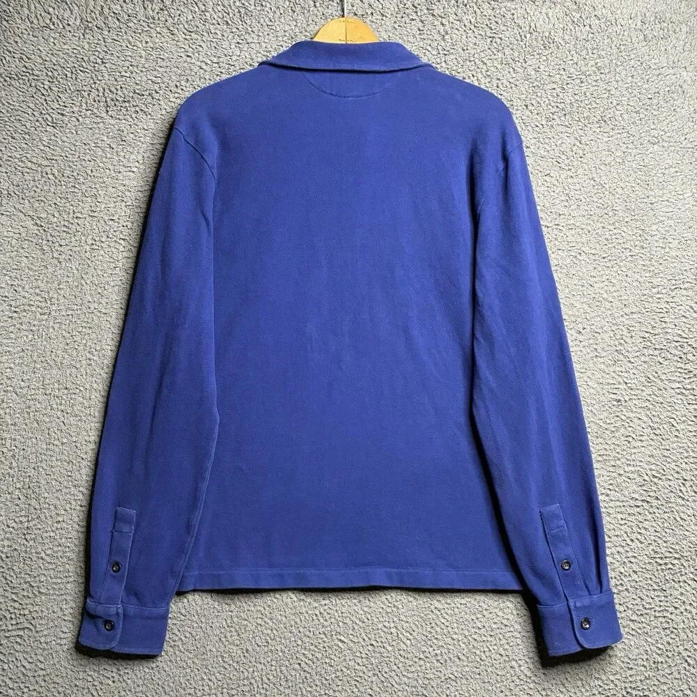 Polo Ralph Lauren Terry Cloth Polo Shirt Mens Large Blue Long Sleeve Pony Rugby